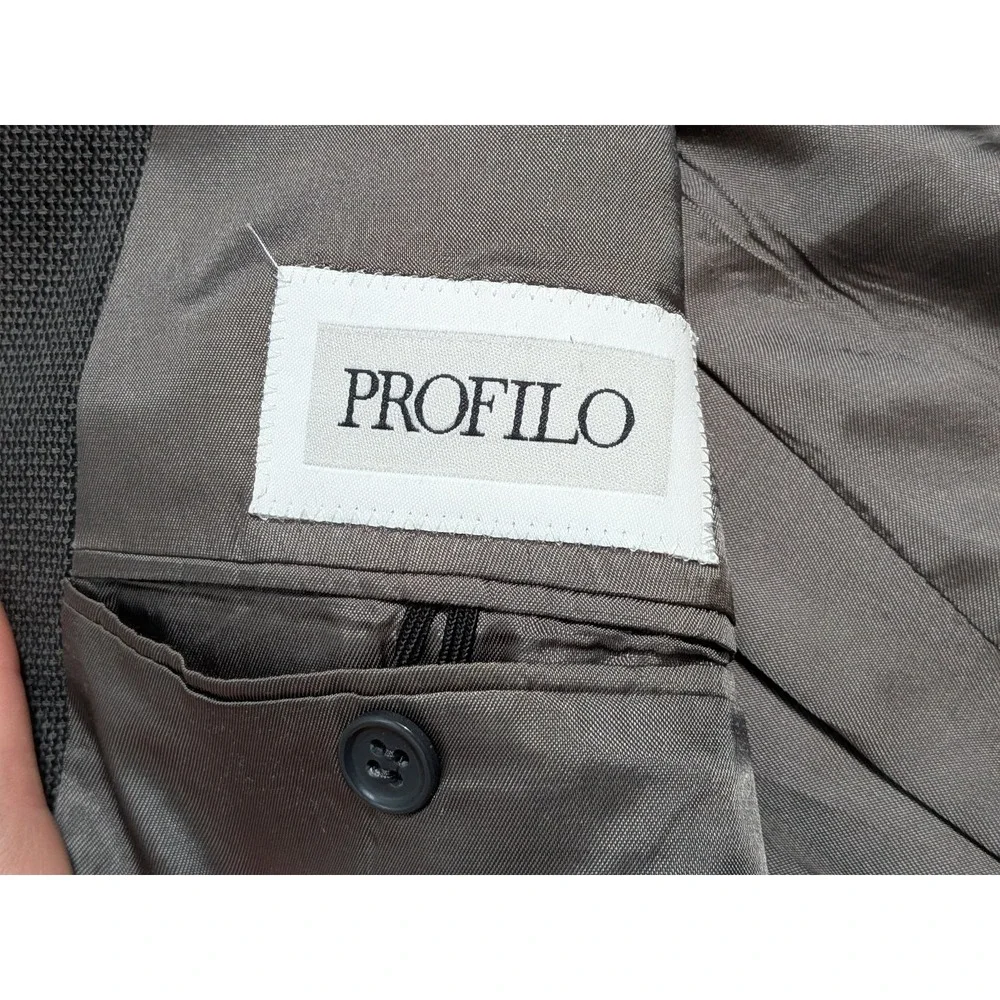 Profilo Men's 2 Piece Suit 44R Gray Wool Blazer Jacket Pants Formal